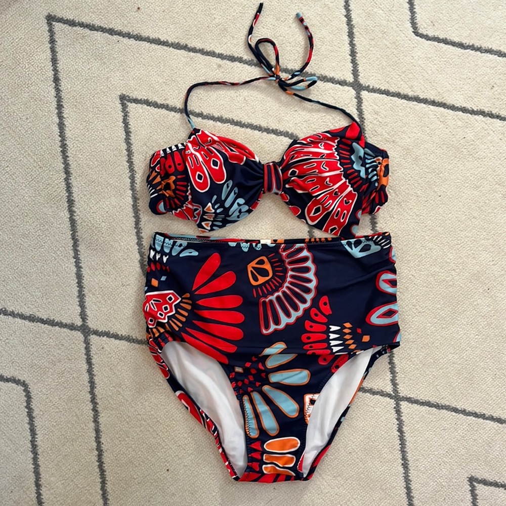 Colourful high waisted bikini